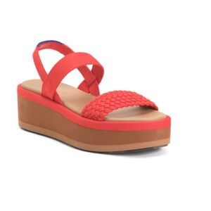 Rothy's The Lightweight Wedge Sandals Red Hot Woven size 10.5